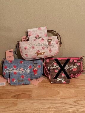 Juicy Couture Strawberry Print Shoulder Bag and Wallet Bundle